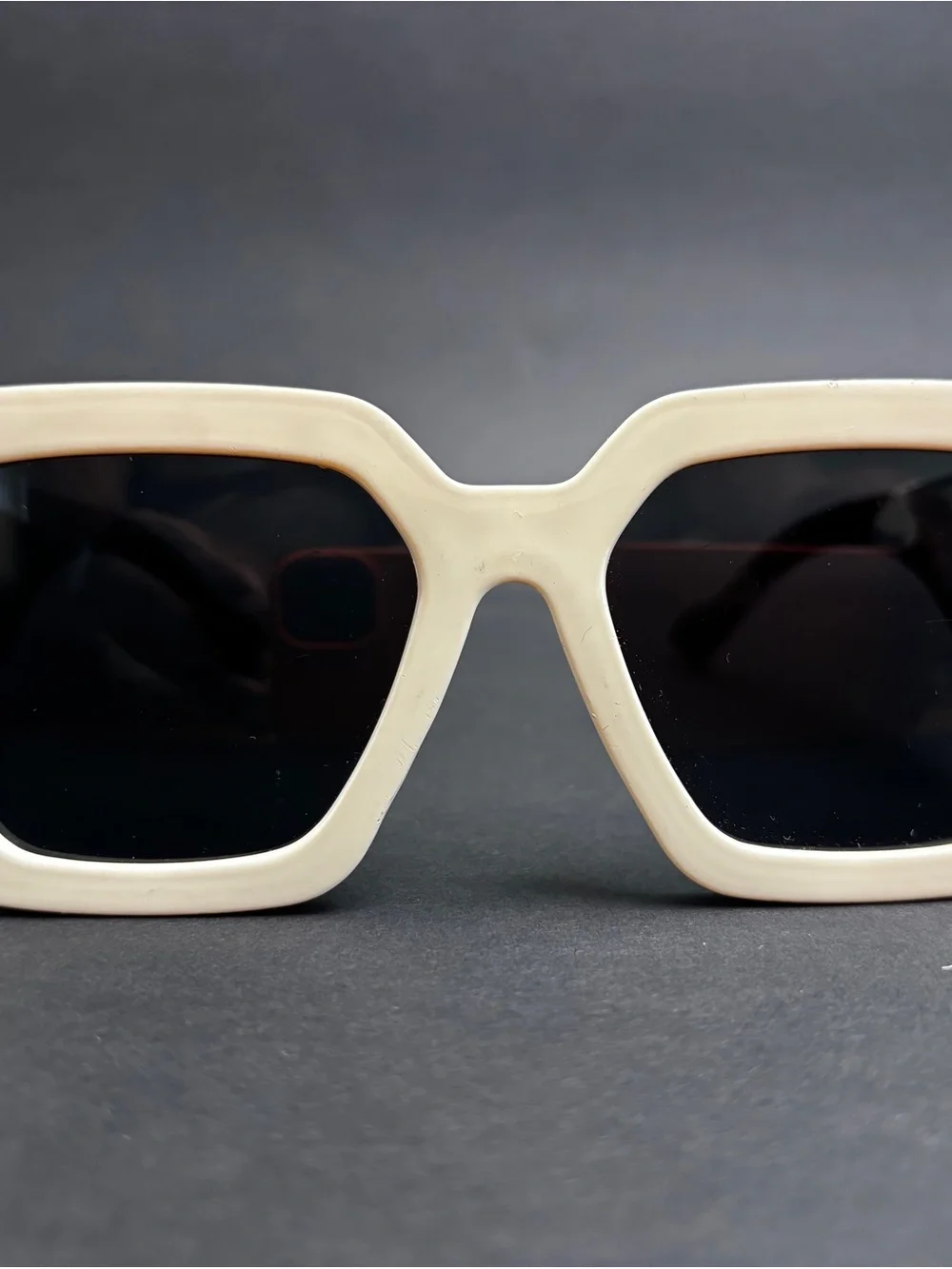 Ivory Square-Frame Women's Sunglasses - Black Lenses